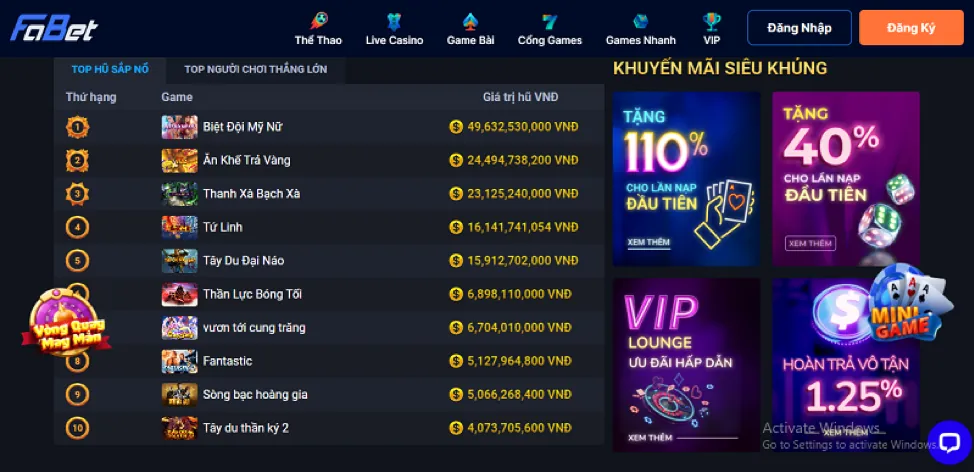 Thưởng nạp lại hàng ngày win50